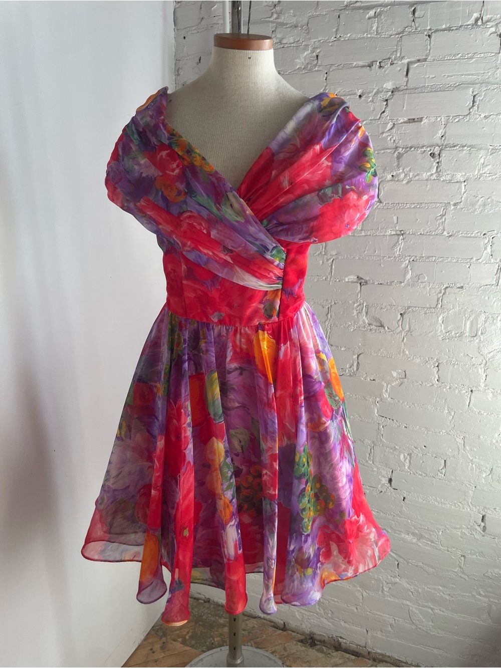 Floral 1980s cocktail dress